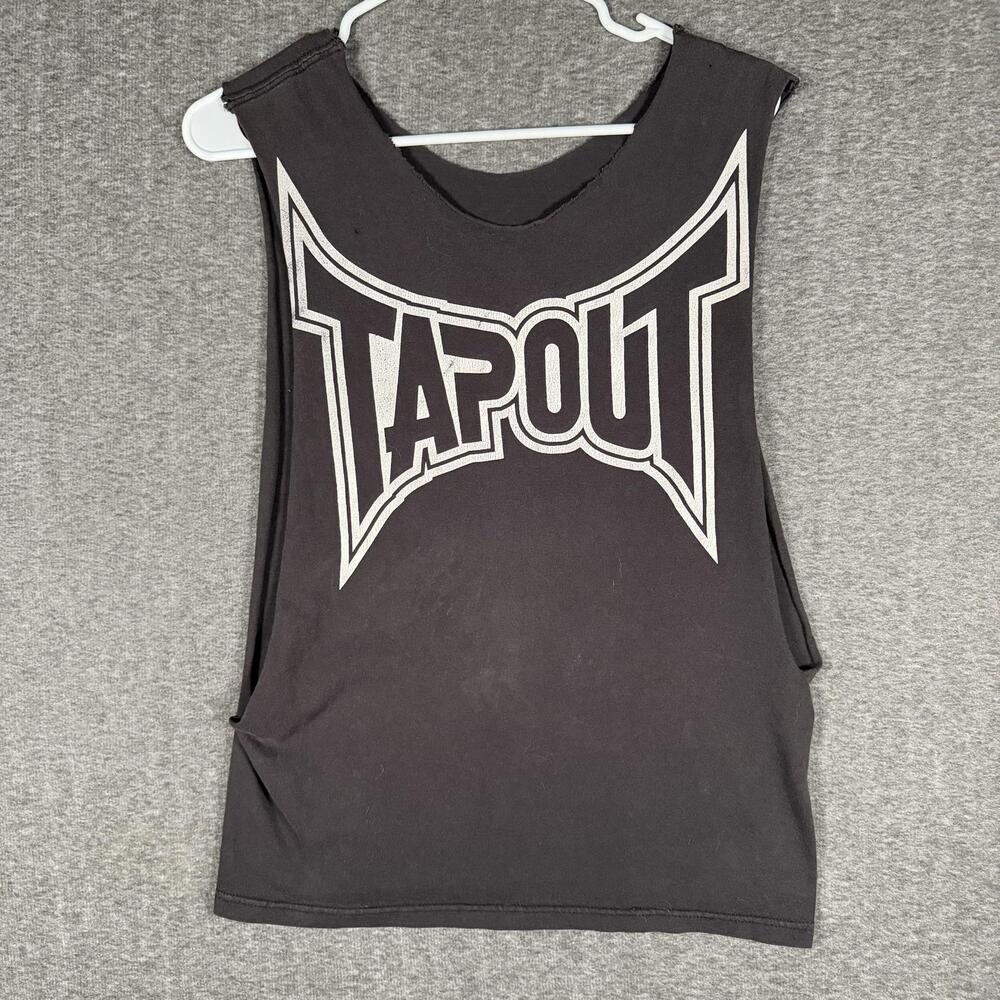 Tapout Tank Top Mens S Black Cutoff Logo Graphic Muscle Gym Training Thrashed